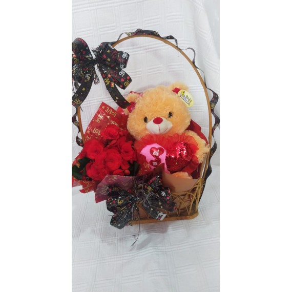 BEGONIA COM URSO NA CESTA