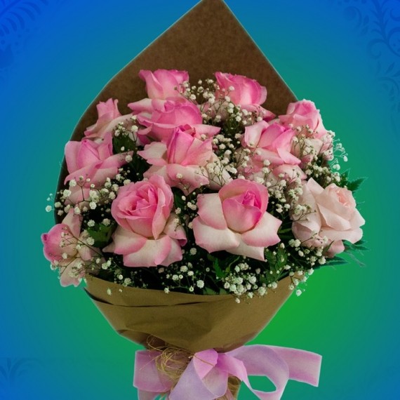 Buque com 15 Rosas Pink