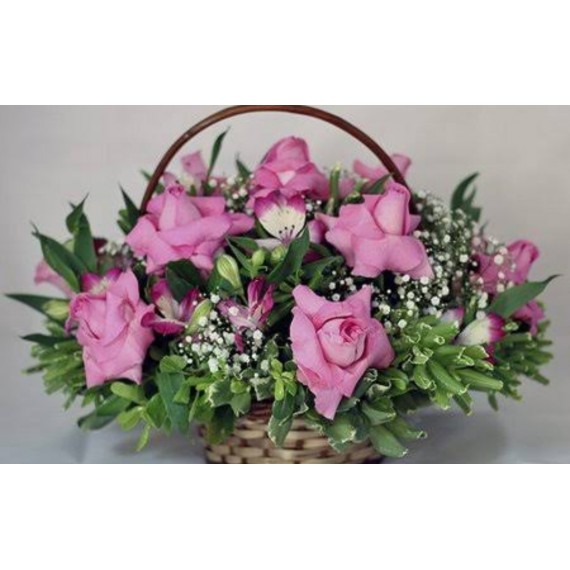 Cesta de rosas Pink