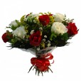 Buquê de Rosas Brancas e Vermelhas mescladas - 15 Rosas