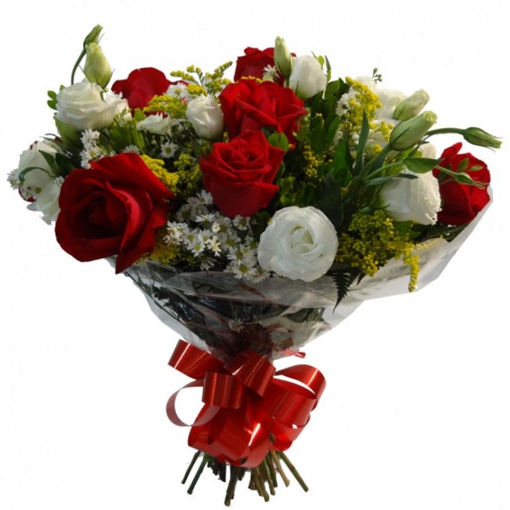 Buquê de Rosas Vermelhas com Lysianthus